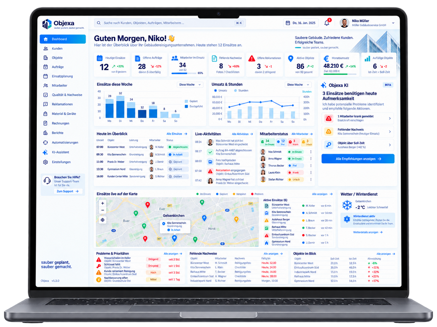 Objexa-Plattform auf einem Laptop